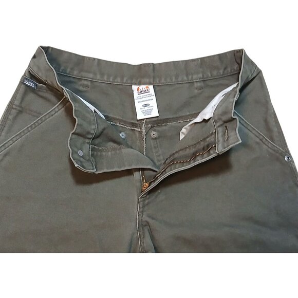 Sorel Heavy Duty Canvas Pants Mens 30x32 Olive Green Workwear Denim Carpenter - Picture 3 of 7
